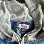 Tommy Hilfiger Blue Chambray Long Sleeve Shirt Dress Gray Hoodie Weekend Casual Photo 7