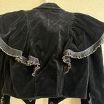 Vtg RoccoBarocco Women's 40 Ruffled Bolero Long Sleeve Black Gold Velvet Jacket Size M Photo 12