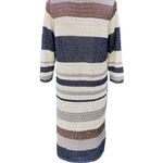 Chico's Chico’s Metallic Long Open Cardigan Duster Striped Black Copper Tan 0 Small Photo 1