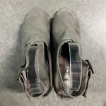 Nature Breeze  (8.5) Gray Perforated Faux Suede Peep Toe Chunky Heel Booties Photo 5