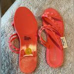 Olivia Miller Women's 9 Studded Jelly Slide Sandals Neon Coral Crossover Shoe Photo 1