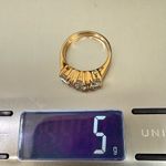 Vintage SETA Signed Gold plated CZ Three Stones Row Engagement Ring Size 8 5g. Photo 12