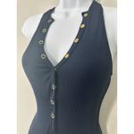 Robin Piccone  Navy Amy Ribbed High Neck One Piece Swimsuit NWOT Size 4 Photo 3