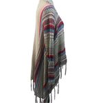 Woven Heart Open Front Sweater Cardigan Fringe Striped L Photo 1