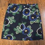 Tory Burch Navy Emerald & Black Pencil Skirt with Oversized Floral Pattern Sz 2 Photo 4