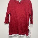 J.Jill Shirt Womens Large Linen Blend Red White 3/4 sleeve Casual Ladies Spring Photo 0