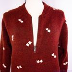 Madewell embroidered Enfield Half-Zip Sweater, XS, color:Heather Brick Photo 6