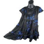 Urban Outfitters  Floral Bea Black Blue Mini Dress Ruffle Tiered Women’s M GRUNGE Photo 5