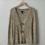 BCBGMAXAZRIA Colorful Whimsical Cardigan Sweater with Wood Flower Buttons Medium Photo 0