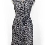 Monteau NWOT Navy Blue White Floral Shirt Dress New Button Belted Flutter Sleeve Photo 0