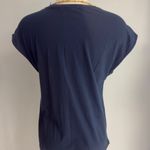 Navy Shamrock Satin Blouse NWT Blue Photo 5