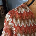 Judith March Coral, Tan and Cream Knit Zig Zag Striped Mini Dress Photo 4