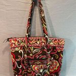 Vera Bradley ‎ Brown Pink Quilted Tote Bag Floral Print Travel Shoulder Bag Photo 0