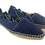 Tory Burch Sonoma Gillie Espadrille Navy Blue Canvas Lace Up Flats Size US 7 Photo 0