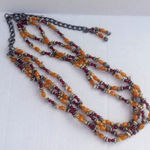 Mixit Multi-Strand Necklace-Red & Orange Plastic Beads-Hook Closure-Extender-26" Photo 0