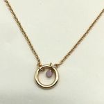 A New Day  Necklace Dainty Rhinestone Pink Gold Tone 16" Photo 1