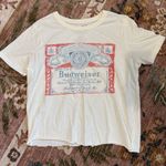 Budweiser  Cream Tee with Red and Blue Logo Photo 0