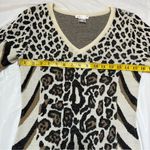 Venus beige & black leopard & cheetah print long sleeve mini sweater dress SZ S Photo 7