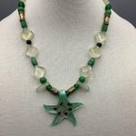 Handmade Beach Style Y2K Vintage Green Seastar Glass Beaded Necklace Photo 0