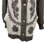 Vintage Angora Beaded Cardigan Korea 80% Angora L/XL Brown Photo 4