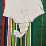 Collusion ribbed half sleeve scoop neck & back body suit in white size Small Photo 9