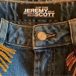 Jeremy Scott Abstract Patched Western Fringe Denim Pencil Skirt Size 4 NEW $705 Blue Photo 6