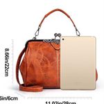 Elegant Red leather kiss lock Handbag . New! Photo 4