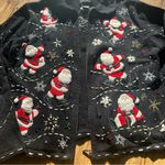 Vtg. Designer Studio Originals Black Zip Sweater Christmas Santas Women P/M Size undefined Photo 3