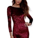 Lulu’s Burgundy Velvet bodycon dress, womens medium long sleeve low back mini Red Photo 0