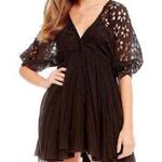 Free People  Bella Note Eyelet Black Boho Short Casual Baby Doll Dress [small] Photo 1