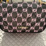 Bebe  Liv Logo Monogram Crossbody Black Light Pink Gold Chain NWT Photo 2