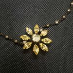 Sorrelli Jewelry Stunning Sorrelli Signed Yellow Crystal Flower Brass Statement Necklace Choker Photo 1