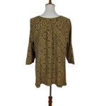 14th & Union 14th Union Blouse Top Medium Brown Gold Print Long Sleeve Workwear Photo 2