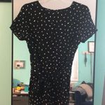 Final Touch  Black White Brushstroke Print Tie Waist Short Sleeve Tunic Women's M Photo 0