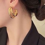 18K Gold C Shaped Bent Tube Earrings Photo 1