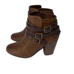 Material Girl  Womens‎ Ankle Boots Booties Buckle Strappy Zip Brown Size 7.5 Photo 2