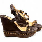 Christian Louboutin  Brown Studded Wedges Photo 0