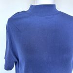 Vintage Ribbed Navy Mock Neck Tee | L Photo 1