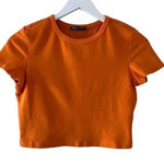 ZARA 2 for $30  Orange Short Sleeves Cropped Crewneck Basic TShirt SZ M #1706 Photo 0