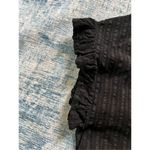 Hem & Thread  Black Textured Stripe V Neck Tie Front Ruffle Sleeve Tee Large Photo 5