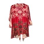 Dress Barn Woman 3X Red Pink Floral Embellished Ruffle Open Front Topper Photo 7