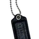 Coach Black Leather Replacement Keychain Mini Tag Fob On Beaded Chain Photo 0