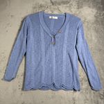 Free People Beach Shirt Ribbed Knit Henley Top Long Sleeve Casual Button Blue XS Photo 1