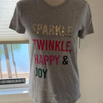 1901 NWT  Heather Gray  Sparkle, Twinkle, Happy & Joy Festive Tee, Small Photo 0