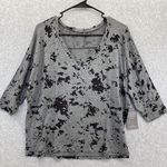 Threads 4 Thought  Blouse Grey Black 3/4 Sleeve Relaxed Shirt Size Small Photo 0