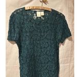 Victoria's Secret  Vintage Dark Forest Green Stretch Lace Top Short Sleeve Photo 2