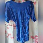 Cesem Blue Pink Silver Floral Cut Out Sleeve Cinched Tunic Dress Size Small Photo 2