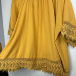 Free People  It’s Necessary Golden Yellow Tunic Top Dress Sz Large Crochet Lace Photo 8