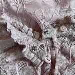 Pink Lace Lined High Neck Long Sleeved Blouse Top Size Small Photo 5