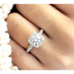 Boutique 2ct‎ Pave Halo Round Platinum Silver Diamond Engagement Ring, Sz 10 Photo 4